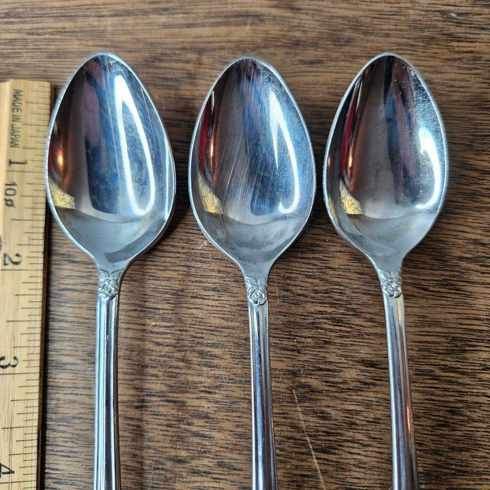 Versailles Stainless‎ Japan Iced Tea Spoons Set of 3 Ornate Floral Scroll 7.5 in